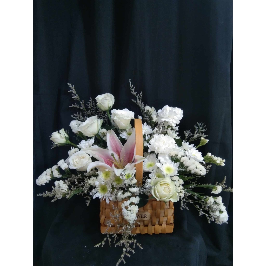 White Bloom Basket